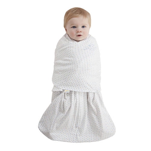 HALO SleepSack Swaddle, 100 Cotton, Blue and Gray Dot, Small