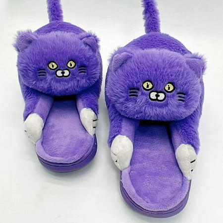 

QWZNDZGR Drop Shipping Cuddle Cat Slippers Women s Indoor Animal Mules Girl Kawaii Fluff Kitty Slides Slippers Hug Footsie Kitten Slipper