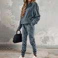 thumbnail image 7 of Long Sleeve Pullover Set Women Velvet Jogger Set Pullover Hoodie Drawstring with Pockets Soft Comfortable Warm Streetwear Tracksuit Outfits Dark Gray L, 7 of 7
