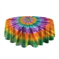 thumbnail image 5 of Colorful Rainbow Tie Dye Spiral Pattern Round Tablecloth 60"x60",Wrinkle Wipeable Table Cloth for Kitchen Dining Room Picnic Patio Party, 5 of 6
