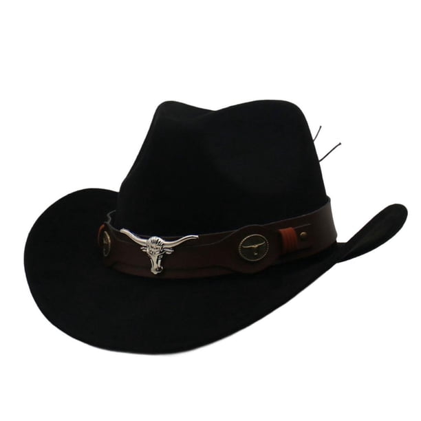 Sombrero de vaquero occidental para mujer y hombre, elegante sombrero de vaquera para senderismo, accesorios de disfraz urbano. Negro
