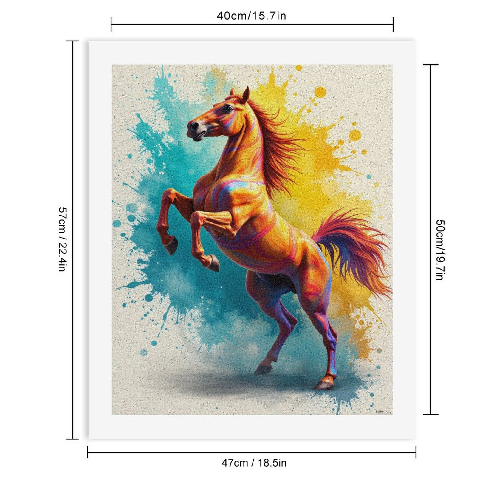Paint By Numbers Kit for Adults Beginner - DIY Vibrant Horse Colorful Splatter Art Canvas Painting Kits for Adults, Frameless Paint By Number for Adults for Home Wall Decor 16x20 Inch