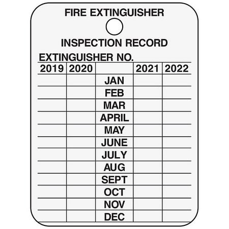 Manufacturer Varies Inspection Record Tag,Fire Ext,3"H,PK10 103632