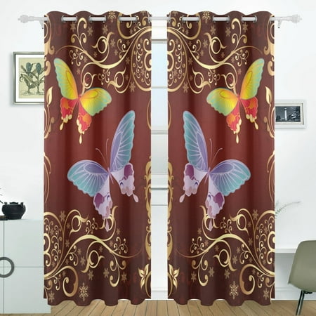 Popcreation Butterflies Window Curtain Blackout Curtains Darkening