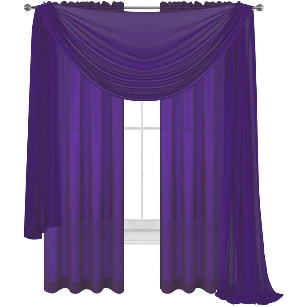 Dark Purple Drape/Panels/Scarves/Treatment Beautiful Sheer Voile Window