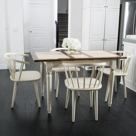 5 Piece Rectangular Dining Table Set Antique White Dark Oak 5 Piece Rectangular Dining Table Set Antique White Dark Oak