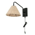thumbnail image 6 of SAFAVIEH Tressa Tungsten Black Metal Wall Sconce with Light Brown Rattan Shade, Set of 2, 6 of 8