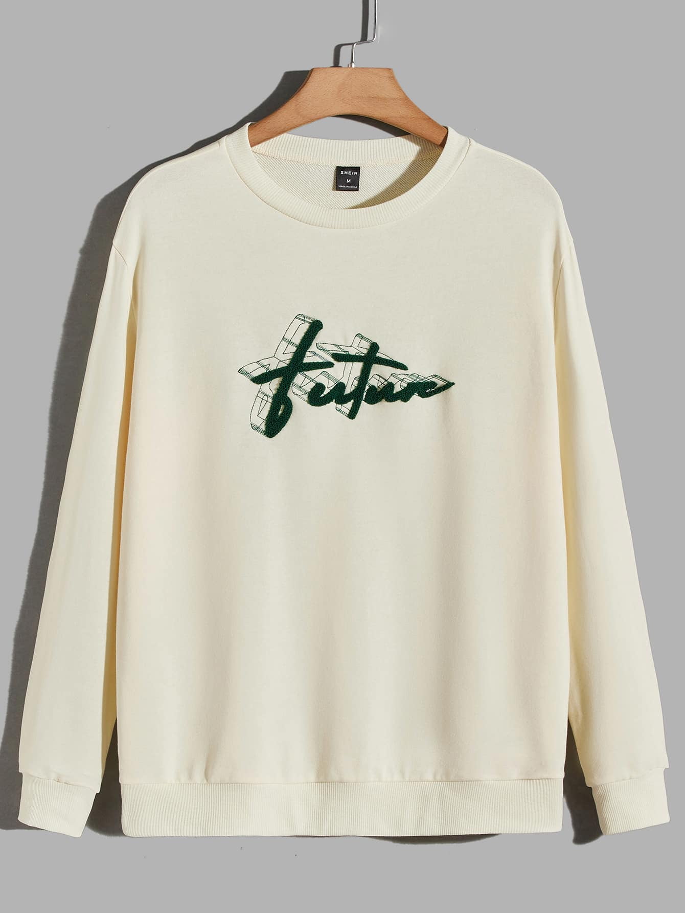 Beige Men Letter Graphic Sweatshirt 