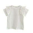 thumbnail image 1 of Nmmacb Kids Girls T-Shirt Summer Solid Color Tee Short Sleeve Top Short Sleeve Ruffle Sleeve Tee Size 1-9Y, 1 of 9