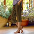 thumbnail image 5 of JJHGVB Cotton Linen Capri Pants Linen Capri Pants Lightweight cotton capris for women Knee Length Capri Pants Bermuda Long Shorts Lounge Slacks pantalones capri Capris for Women A418-Brown 3XL, 5 of 5