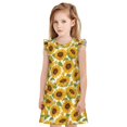 thumbnail image 1 of Balery Sunflowers Camisón de princesa para niñas, pijama de algodón con mangas abullonadas, suave y bonito.-Large, 1 of 6