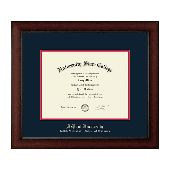 Framerly - Depaul Business Diploma Frame with Navy and Red Mat