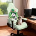 thumbnail image 2 of SCRAWLGOD St. Patrick's Day Shamrock Bunny Coin Print Light Green Print Gaming Chair Ccover with Armrest Cover, Brethable Computer Chair Cover Non Slip Desk Chair Seat Protector with Elastic Band, 2 of 7