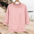 thumbnail image 3 of Posijego Womens 3/4 Sleeve Sweatshirt Fall Winter Crewneck Pullover Tops Solid Color Lightweight Casual Sweatshirts, 3 of 5