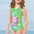 thumbnail image 3 of SEANATIVE Milk Axolotl Kids Swimsuit One Piece Size 3-4 T Star Moon Kids Cover Ups for Swimwear Girls Quick Dry Summer Sleeveless V Neck Bikini, 3 of 7