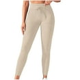 thumbnail image 3 of Drawstring Waist Yoga Pants with Pockets High Waisted Tummy Control Workout Leggings Gym Tights for Women Fitness Gifts for Women | CSEONE,Khaki L, 3 of 9