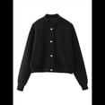 thumbnail image 1 of Chaqueta de Color Liso para Mujer, Chaqueta Corta Informal de , Chaqueta de Larga con Cremallera, Abrigo, Ropa de Abrigo Negro XS, 1 of 6