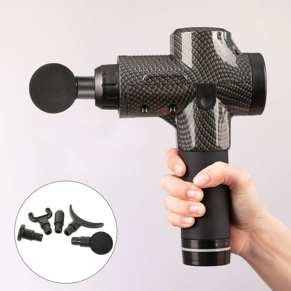 CTIRCHIU Portable Black Massage for Home Use, 5pcs Fitness Adapter Included, Relieves Muscle Tension and Stress