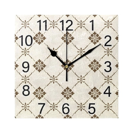 Ryvnso Retro Checkered Grid Pattern Wall Clock Square Silent Non-Ticking Battery Operated 7.78"