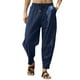 thumbnail image 3 of Pantalones de playa Cagnkofi para hombre, informales, de lino y algodón, de color liso, holgados, a la moda, 3 of 8
