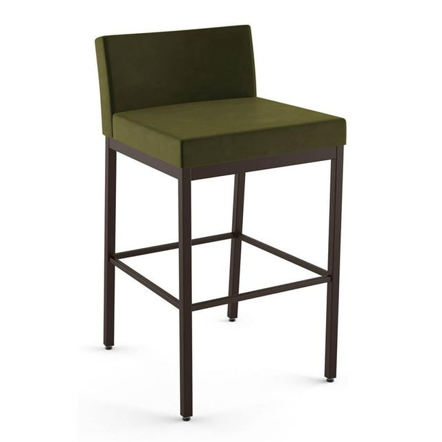Amisco Fairfield Plus 26" Tabouret de Comptoir en Velours Vert Émeraude/marron Foncé
