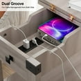 thumbnail image 3 of Narrow End Table with Charging Station, Wood Flip Top Side Table for Living Room Bedroom, Farmhouse Gray, 3 of 7