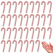 Scheam 60 Pcs Christmas Candy Canes 1.2 inch Mini Fake Candy Ornaments Polymer Clay Cane Crafts for Xmas Tree Hanging Home Holiday Decorations (Red White)