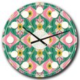 thumbnail image 1 of Designart 'Retro Pattern With Flowers And Leaves Mid-Century Modern Wall Clock, 1 of 4