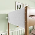 thumbnail image 5 of Twin Over Twin Bunk Bed, Upholstered Bunk Bed Frame with Ladder, Safety Guardrails, Rubber Wooden, Teddy Fleece Fabric Headboard and Footboard, Natural, 5 of 7