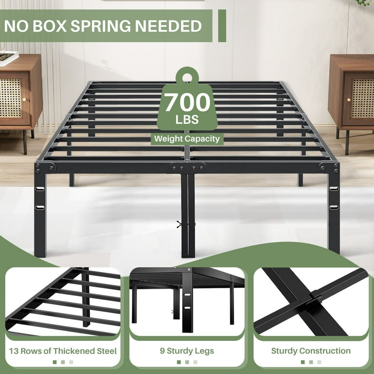 Full Size Platform Bed Frame With Storage Space Underneath - 74.2"x52.1"x14.2", No Box Spring Needed