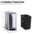 thumbnail image 3 of CL.HPAHKL 5L / 1.3 Gallon Step Trash Can, Stainless Steel Slim Bathroom Trash Bin with Lid & Removable Inner Bucket, Pedal Garbage Can for Kitchen, Bathroom Small Spaces (1, Silver), 3 of 7