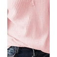 thumbnail image 4 of FASHIONWT Women Long Sleeve V-Neck Waffle Top Loose Casual Fall T-Shirt, 4 of 4