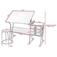 thumbnail image 2 of Costway Table de Dessin Réglable Bureau de Dessin Art et Artisanat avec Tabouret et Tiroirs, 2 of 8