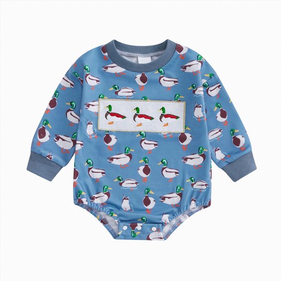CAUYDY Baby Boy Gift Newborn Sleepers Preemie Clothing Fall Winter Long Sleeve Romper Infant Boys Pajamas Toddler One-Pieces 0 3 6 9 Months 1T 2T Blue for Sizes 6-12 Months