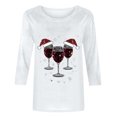 thumbnail image 4 of Giftesty Women's Christmas Festive Print Crew Neck 3/4 Sleeve Relaxed Fit Casual Loose T-Shirt Top for Holiday Daily Wear, 4 of 5