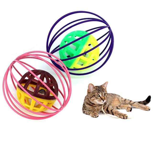 Cat Ball Toy Bell: 2PCS Cute Kitten Play Toy Pet Interactive Toy Jingle Ball Toy