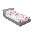 thumbnail image 3 of Ambesonne Floral Fitted Sheet & Pillow Sham Set, Flowers Ivy Swirl Leaves, Full, Red Black and White, 3 of 3