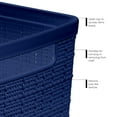 thumbnail image 3 of Curver Set of 6 Jute Basket Slim Durable Resin Organization and Storage Basket Bin, Blue, 3 of 10