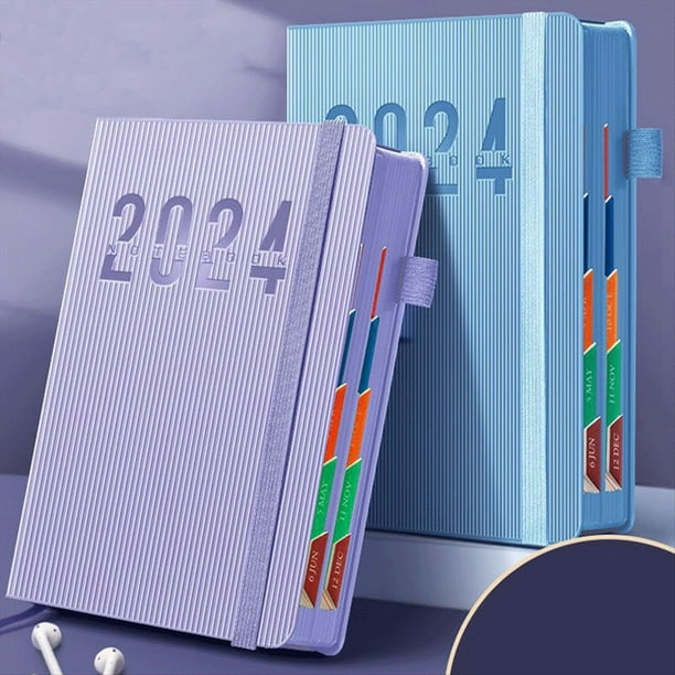 Cuaderno de PlanificacióN 2024, Cuaderno de PáGinas Internas Chinas, Calendario de 365 DíAs, Calendario, Diario Escolar, Libro-PúRpura