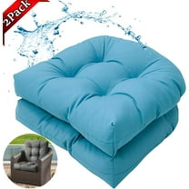 Djiypn Outdoor/Indoor Chair Cushions Set of 2, 18.9"x18.9"Tufted Seat Cushions , U-Shaped Chair Pads for Patio Garden Lawn, Light Blue