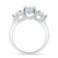 thumbnail image 6 of Trilogy Ring Round Pear Teardrop Aquamarine Cubic Zirconia White Tone 925 Sterling Silver, Size 7, 6 of 7