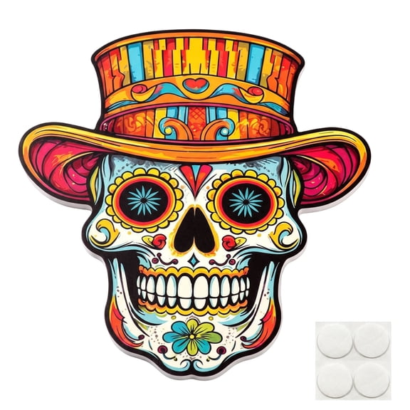 Mivalea Wooden Sugar Skull Ornaments for Dia de los Muertos Halloween Wall Decor