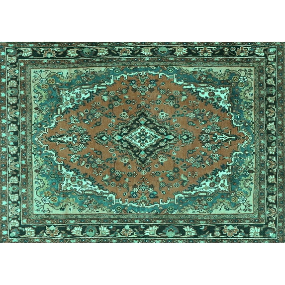 Ahgly Company Indoor Rectangle Persian Turquoise Blue Traditional Area Rugs, 3' x 5'
