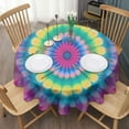 thumbnail image 3 of Pink Tie Dye Petal Mandala Pattern Round Tablecloth 60"x60",Wrinkle Wipeable Table Cloth for Kitchen Dining Room Picnic Patio Party, 3 of 6