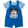 thumbnail image 3 of Disney Mickey Mouse Infant Baby Boys French Terry Short Overalls T-Shirt and Hat 3 Piece Outfit Set Newborn to Infant, 3 of 5
