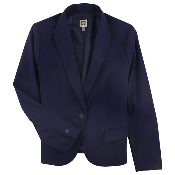 Anne Klein Womens Solid One Button Blazer Jacket