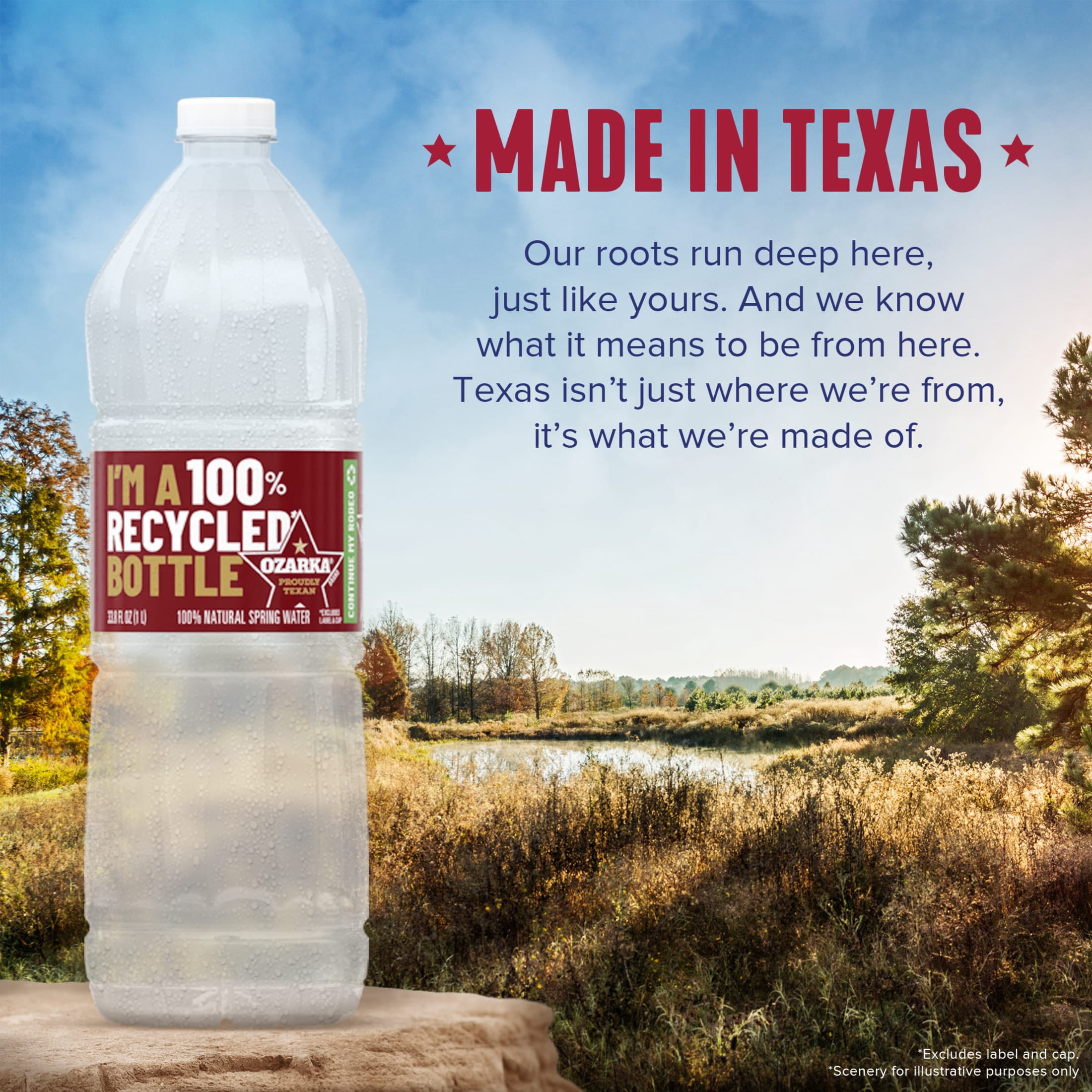 (2 pack) Ozarka Texas Spring Water, 1 Liter, Single Plastic Bottle