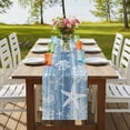 thumbnail image 4 of Table Runners 72 Inches Long Dress Scarves, Haze Blue Coastal Farmhouse Kitchen/Dining Table Runner, Coffee Tablerunners, Summer Beach Nautical Starfish Coral Vintage 18x72 Inch, 4 of 9