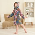 thumbnail image 2 of FORMRS Niños Bathrobe Unisex Hooded Robe Soft Plush Pajamas Sleepwear, Size 10-12T, Vibrant Blooming Flowers, 2 of 7
