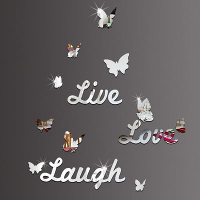 Live Laugh Love Quotes Butterfly Wall Stickers Art Room Decal Home Room Decor